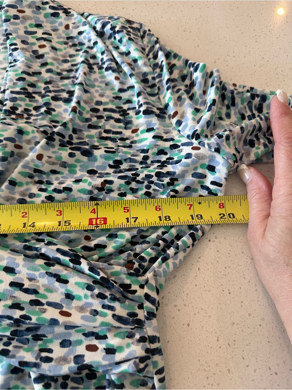 Dkny Blue, Green and Black Dotted Wrap-Front Blouse - Picture 9 of 10